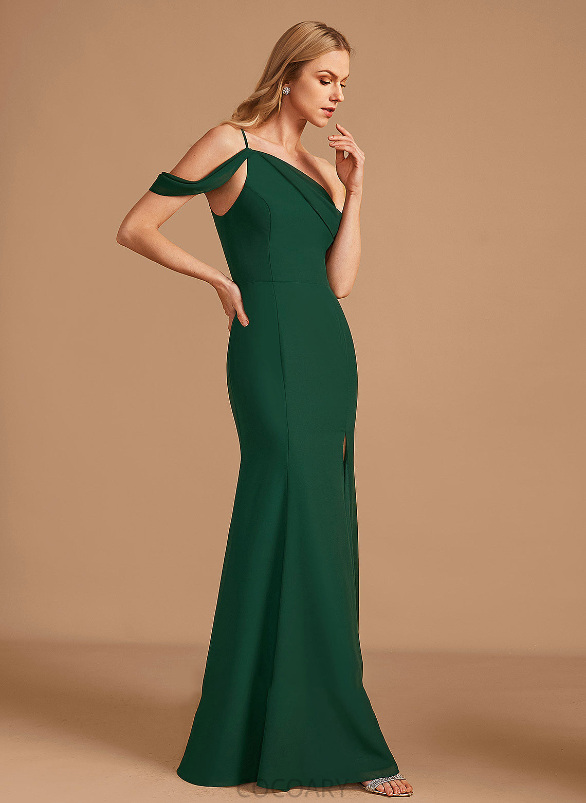 Trumpet/Mermaid Neckline Floor-Length One-Shoulder Fabric SplitFront Silhouette Embellishment Length Jadyn A-Line/Princess Floor Length Bridesmaid Dresses