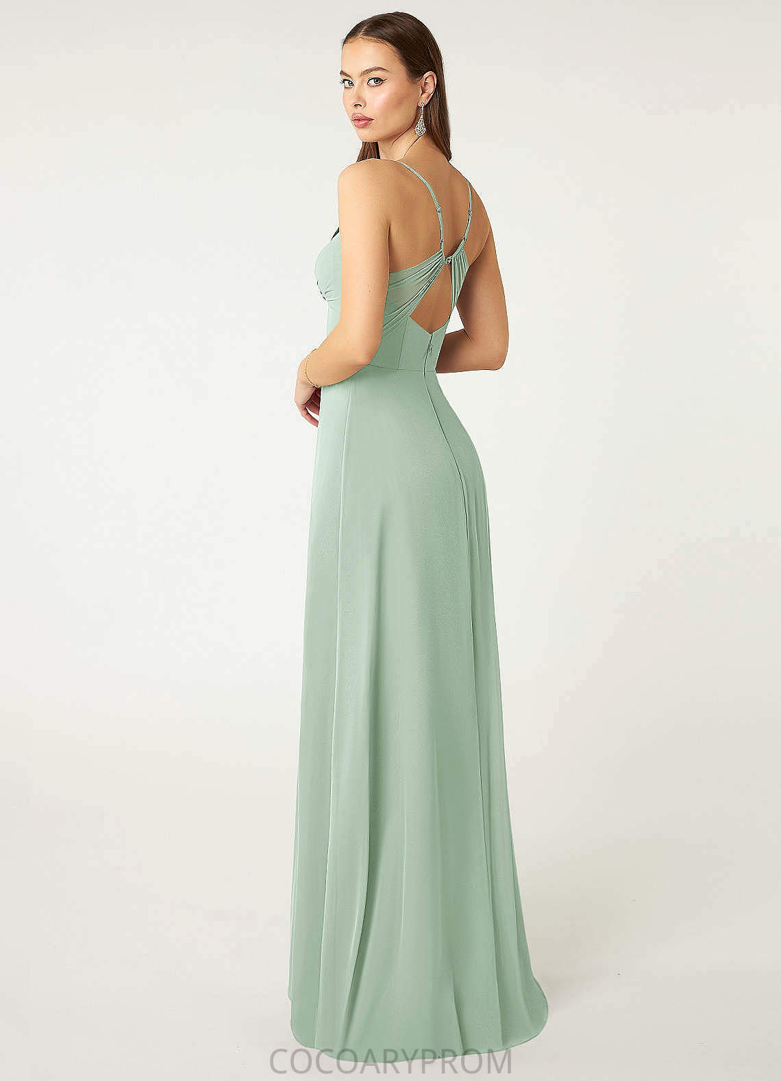 Lyric A-Line/Princess Natural Waist Floor Length Sleeveless Halter Bridesmaid Dresses