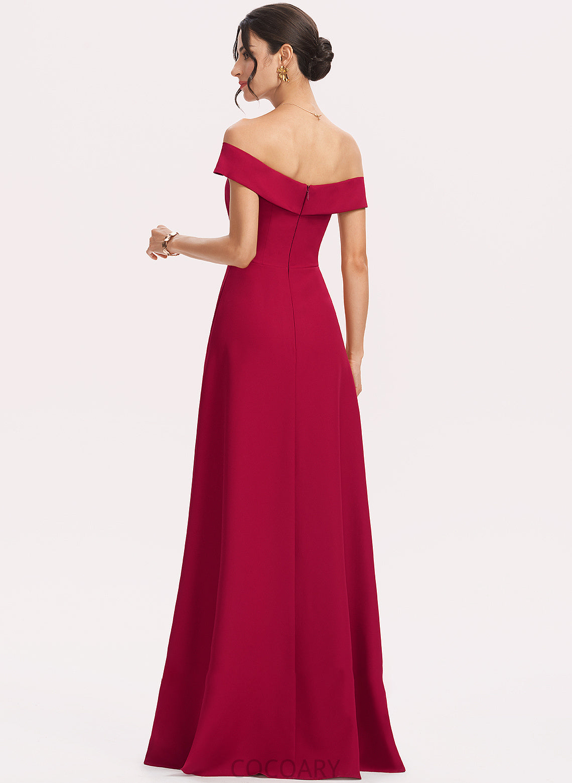 Length Sheath/Column Fabric Silhouette Floor-Length Neckline Embellishment Ruffle Off-the-Shoulder Maureen Sleeveless Floor Length Bridesmaid Dresses