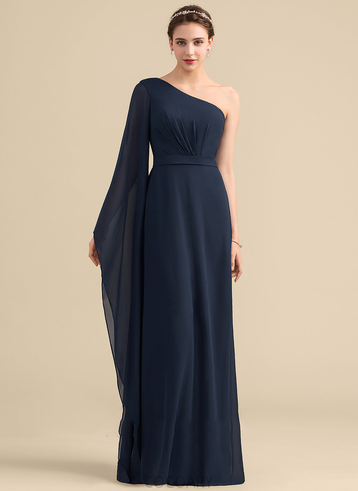 Silhouette Neckline Embellishment Length A-Line Floor-Length Ruffle One-Shoulder Fabric Madalynn Floor Length Straps Bridesmaid Dresses