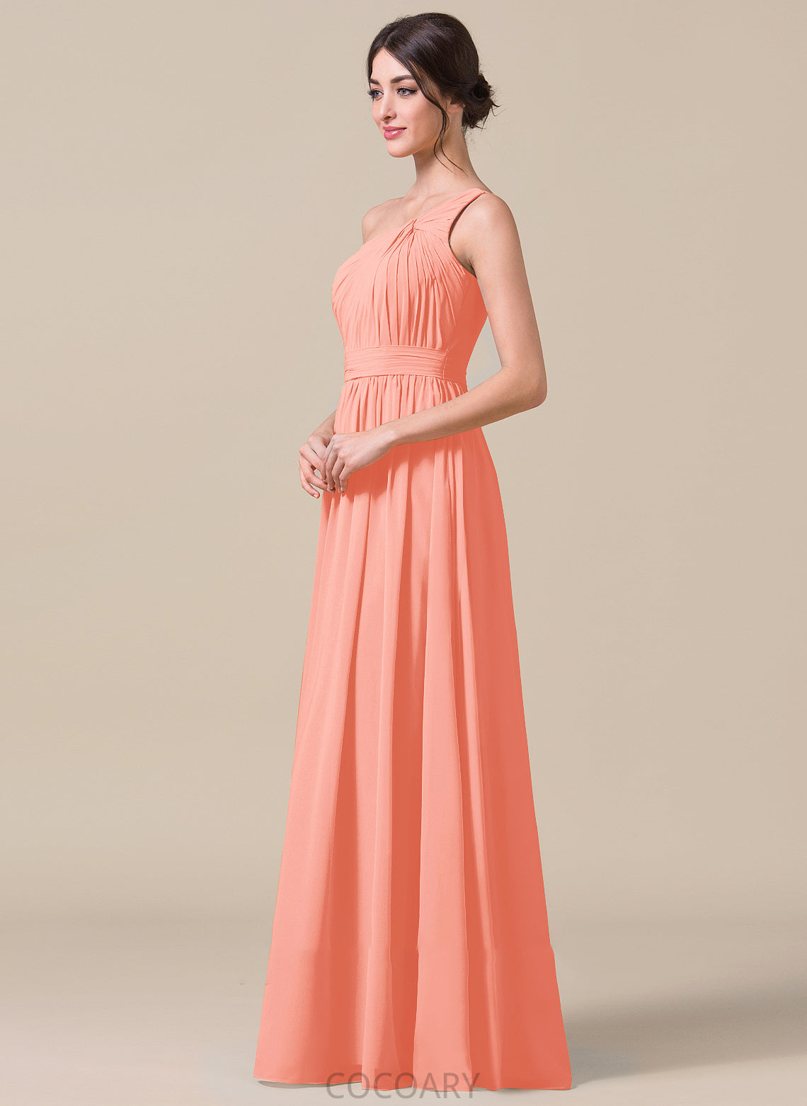 Fabric One-Shoulder Length Embellishment Floor-Length Neckline Silhouette A-Line Ruffle Perla Trumpet/Mermaid Spaghetti Staps Bridesmaid Dresses