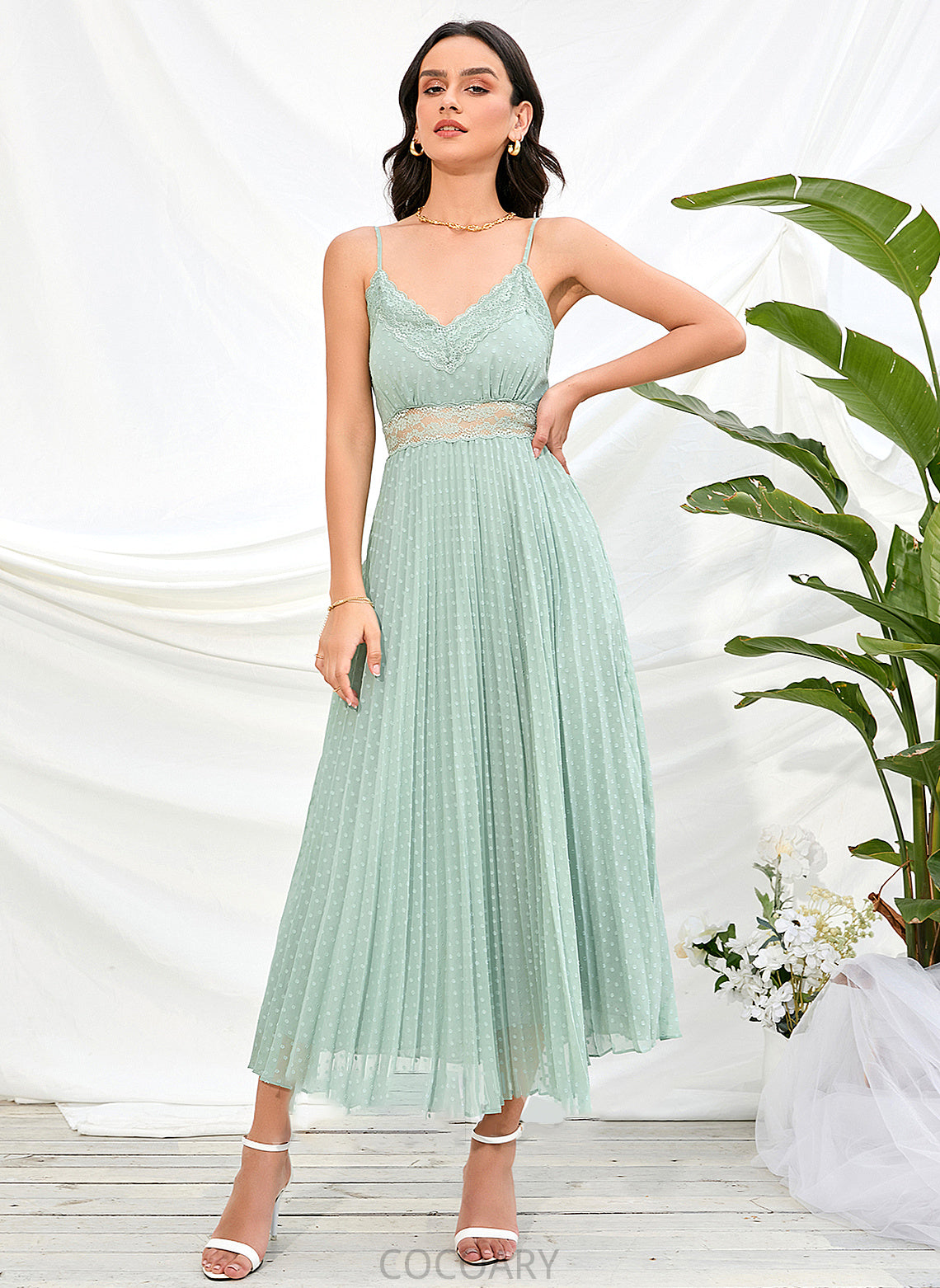 V-neck Neckline Silhouette Straps A-Line Length Ankle-Length Fabric Theresa Natural Waist Floor Length Sleeveless Bridesmaid Dresses