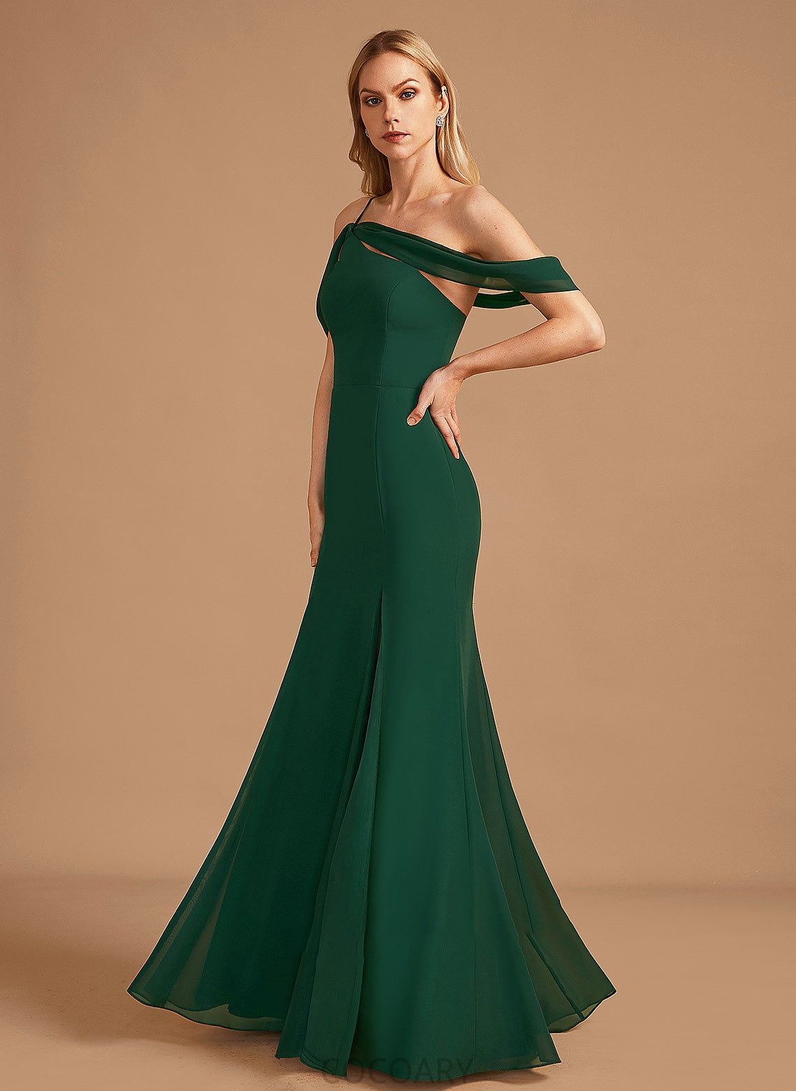 Trumpet/Mermaid Neckline Floor-Length One-Shoulder Fabric SplitFront Silhouette Embellishment Length Jadyn A-Line/Princess Floor Length Bridesmaid Dresses