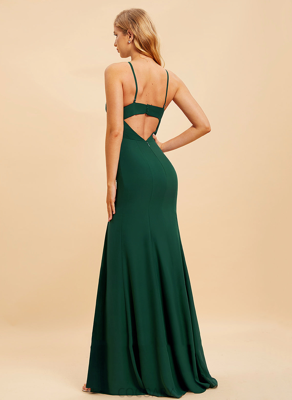 Floor-Length HighNeck Length Neckline SplitFront Embellishment Fabric Silhouette Trumpet/Mermaid Paloma Scoop A-Line/Princess Bridesmaid Dresses