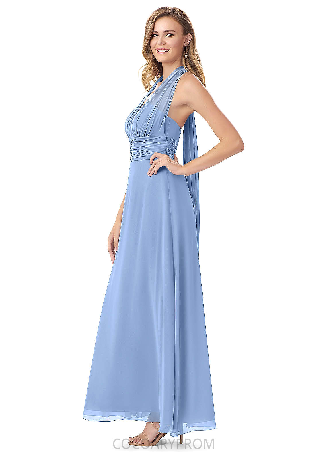 Muriel Natural Waist V-Neck Floor Length Sleeveless A-Line/Princess Bridesmaid Dresses