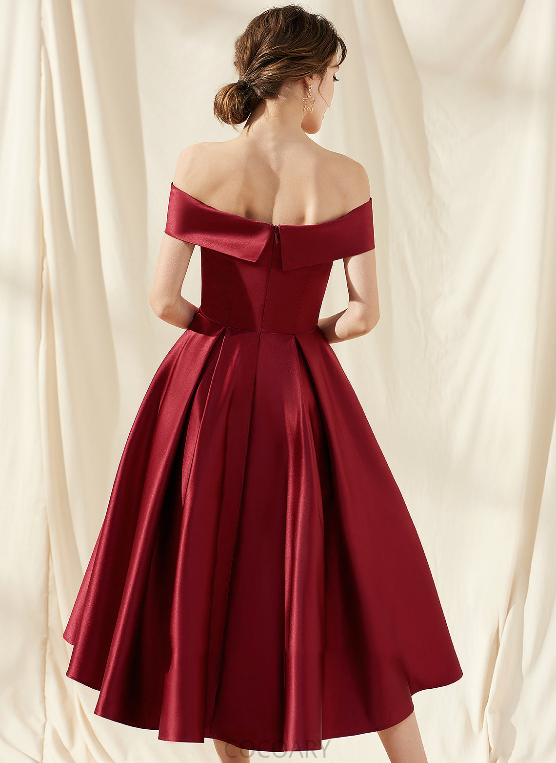 Fabric Neckline Embellishment Off-the-Shoulder Silhouette Pockets Length Asymmetrical A-Line Elisabeth Sleeveless Straps Bridesmaid Dresses