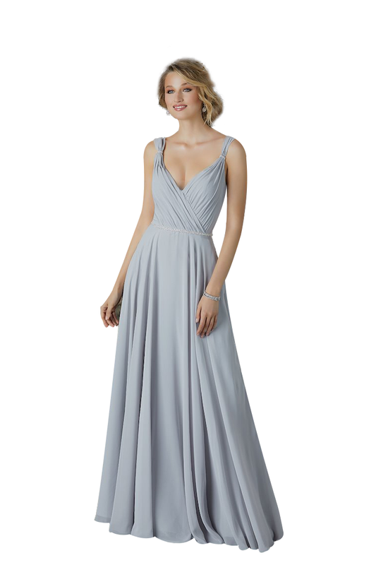 Daphne Chiffon Sleeveless A-Line/Princess Floor Length V-Neck Natural Waist Bridesmaid Dresses