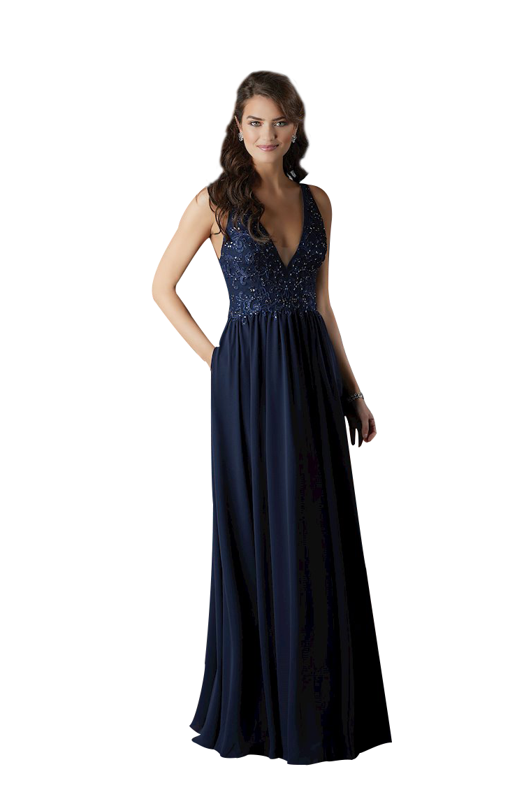 Setlla Chiffon Sleeveless A-Line/Princess V-Neck Natural Waist Floor Length Bridesmaid Dresses