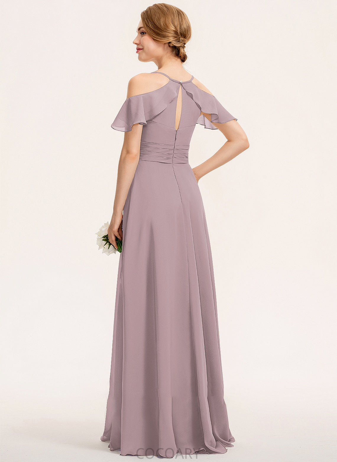 Silhouette A-Line Neckline CascadingRuffles Ruffle Fabric Length V-neck Embellishment Floor-Length SplitFront Susan Bridesmaid Dresses