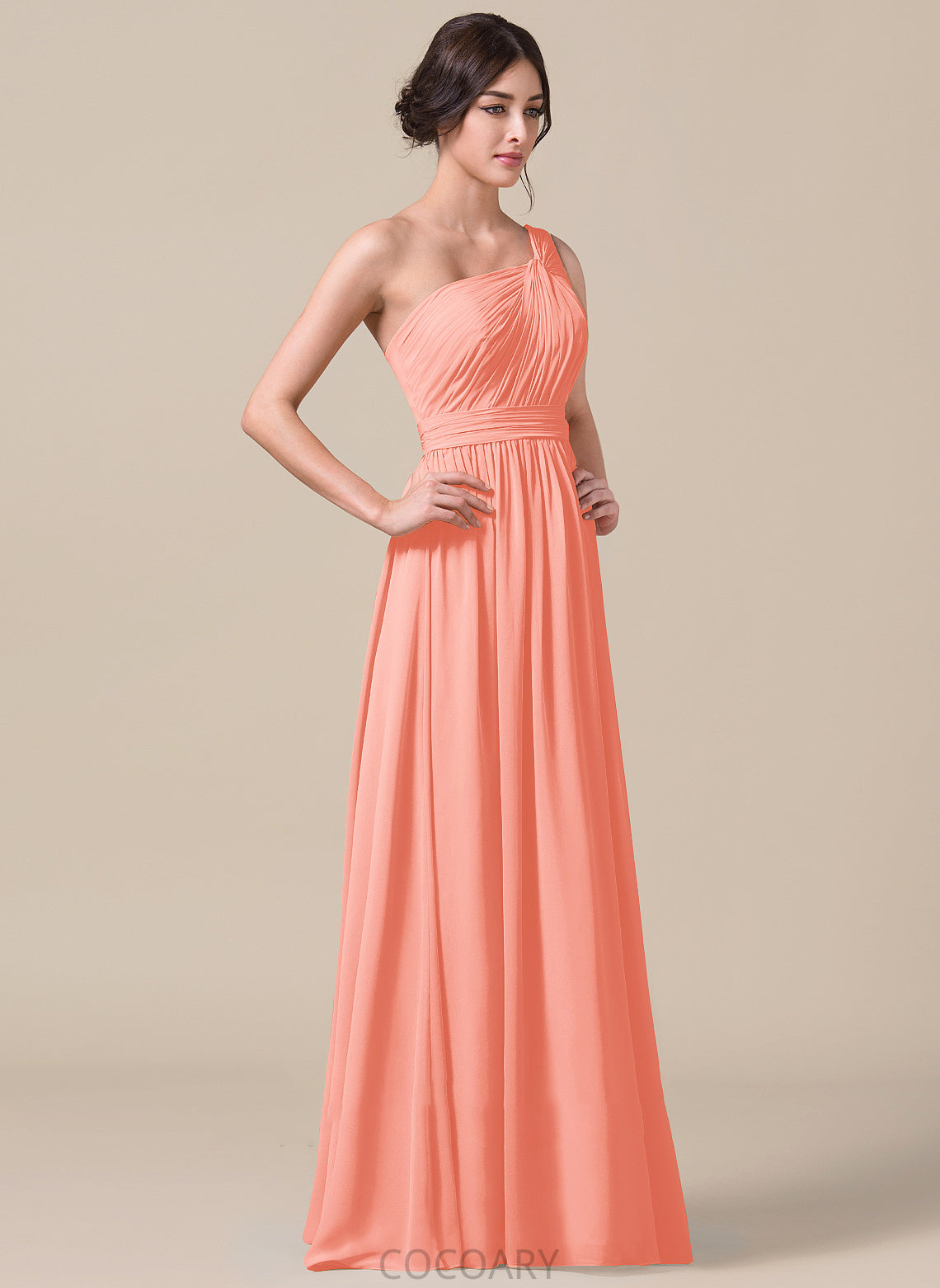 Fabric One-Shoulder Length Embellishment Floor-Length Neckline Silhouette A-Line Ruffle Perla Trumpet/Mermaid Spaghetti Staps Bridesmaid Dresses