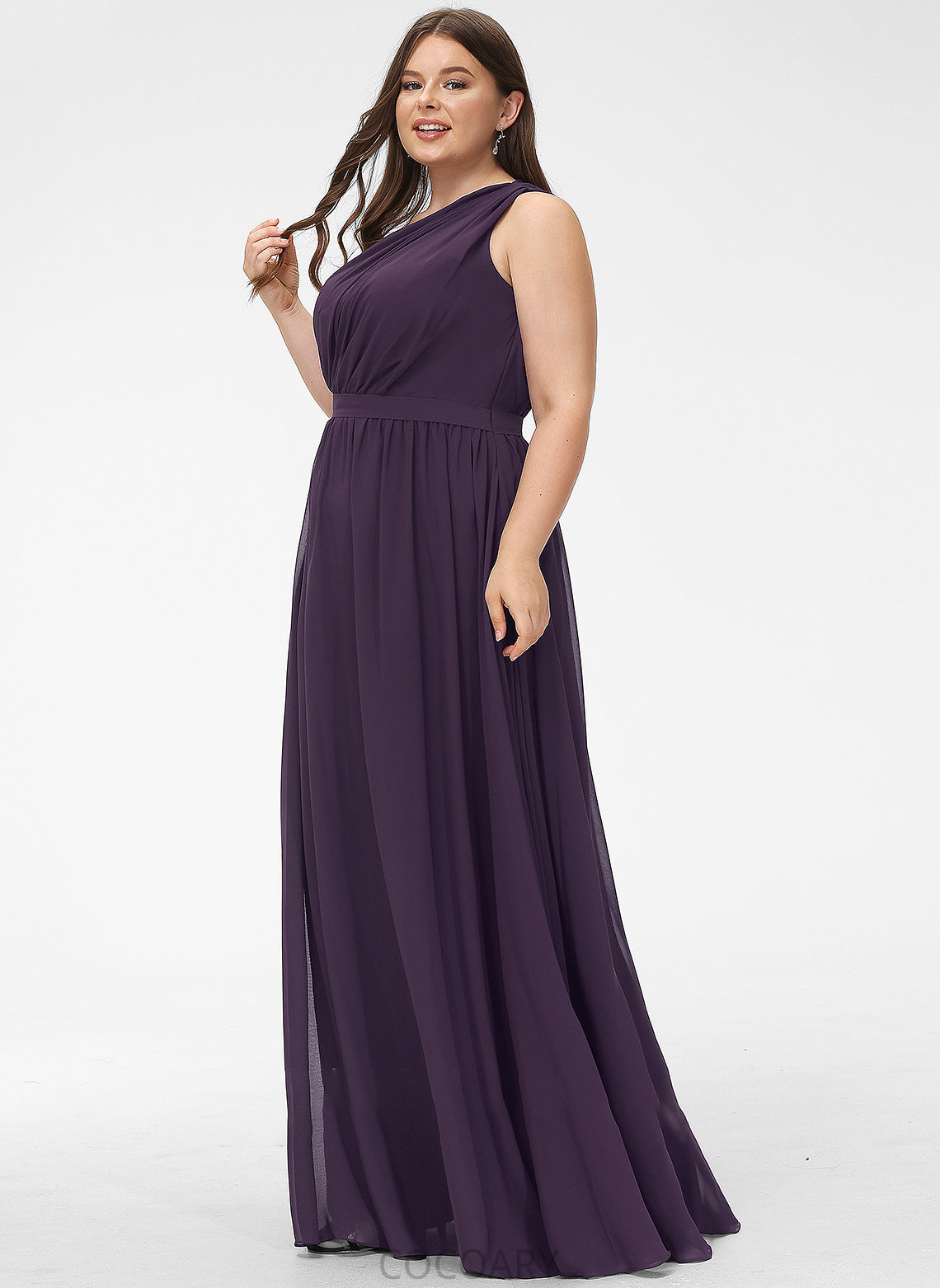 One-Shoulder Fabric Embellishment Length Floor-Length Neckline Ruffle Silhouette A-Line Riya Floor Length Natural Waist Bridesmaid Dresses