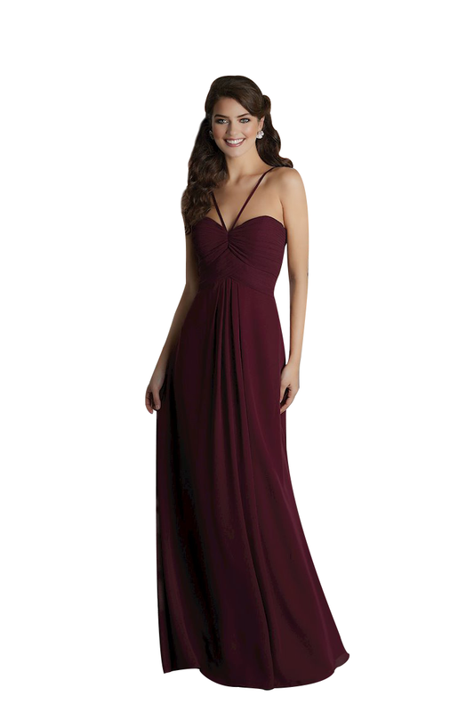 Lynn Sleeveless Chiffon Floor Length Sweetheart A-Line/Princess Natural Waist Spaghetti Straps Bridesmaid Dresses