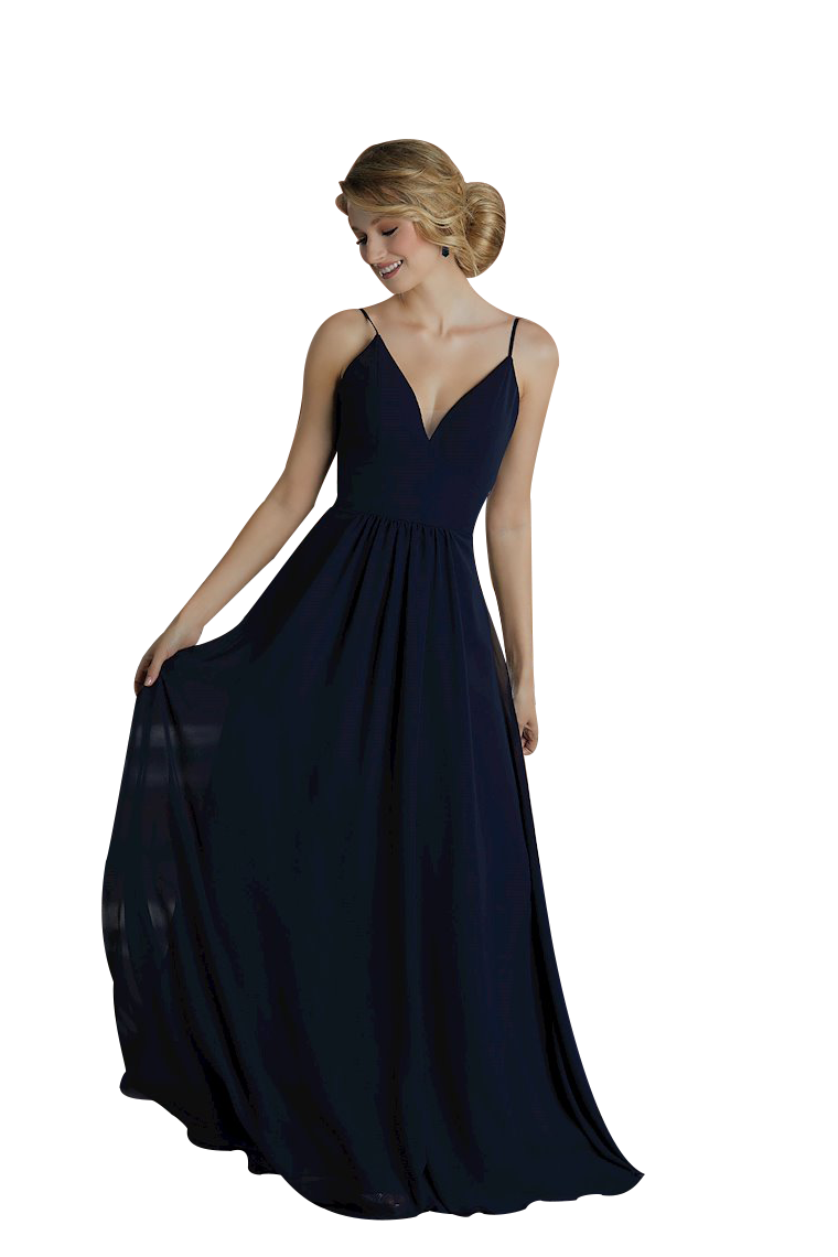 Elvira V-Neck A-Line/Princess Sleeveless Floor Length Natural Waist Chiffon Bridesmaid Dresses