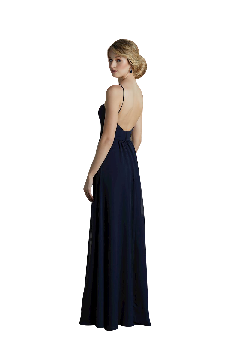 Elvira V-Neck A-Line/Princess Sleeveless Floor Length Natural Waist Chiffon Bridesmaid Dresses