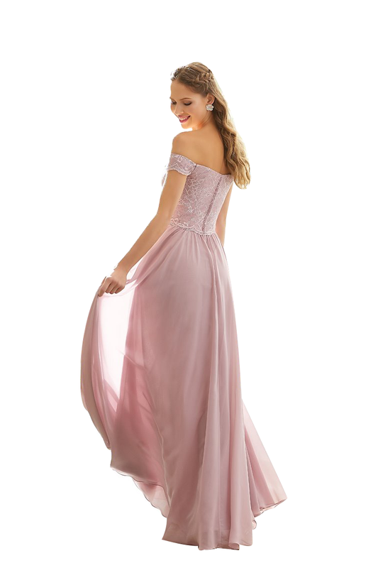 Andrea A-Line/Princess Natural Waist Floor Length Chiffon Off The Shoulder Sleeveless Bridesmaid Dresses