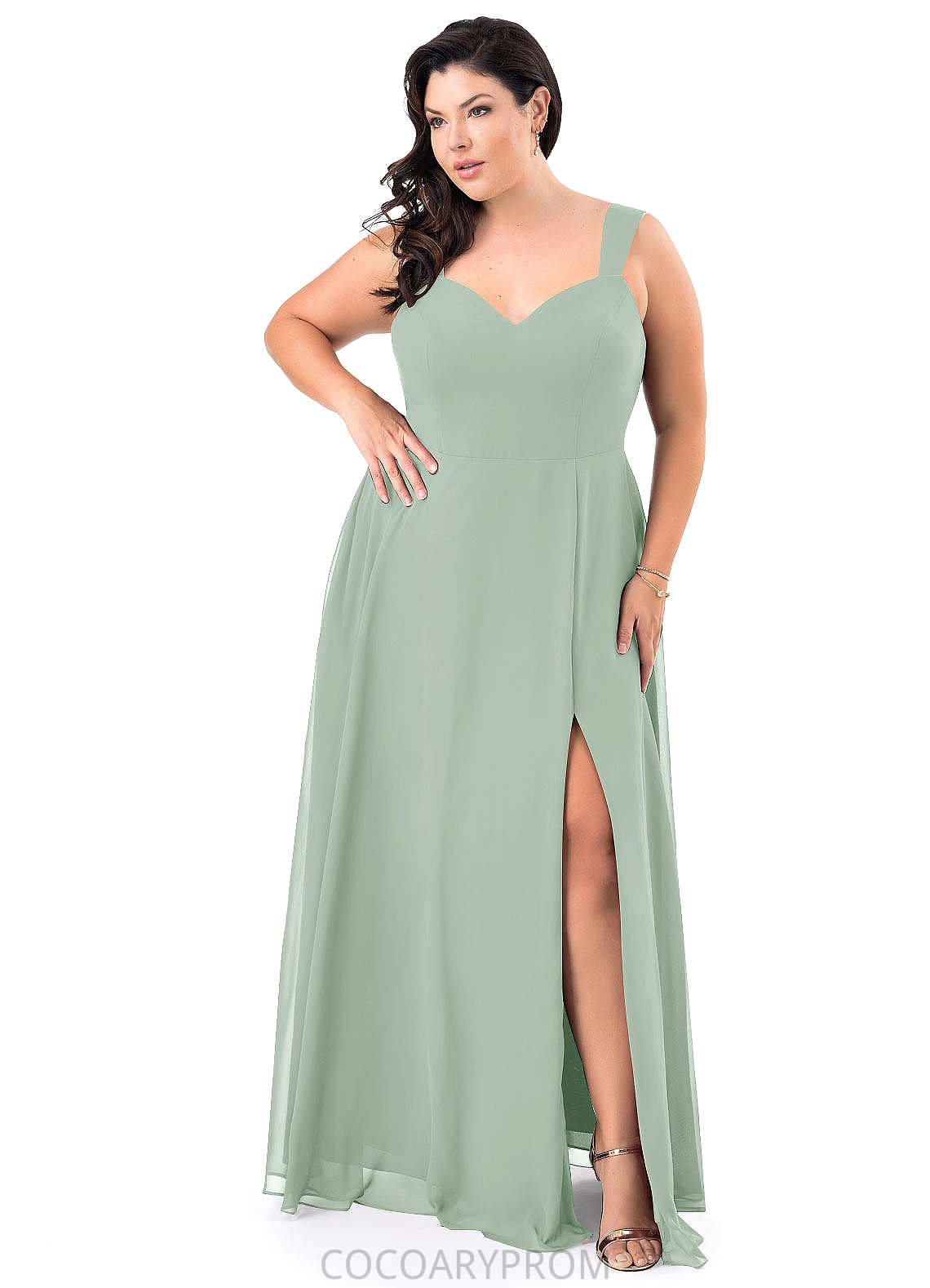 Lilliana Sleeveless Natural Waist Spaghetti Staps A-Line/Princess Tea Length Bridesmaid Dresses