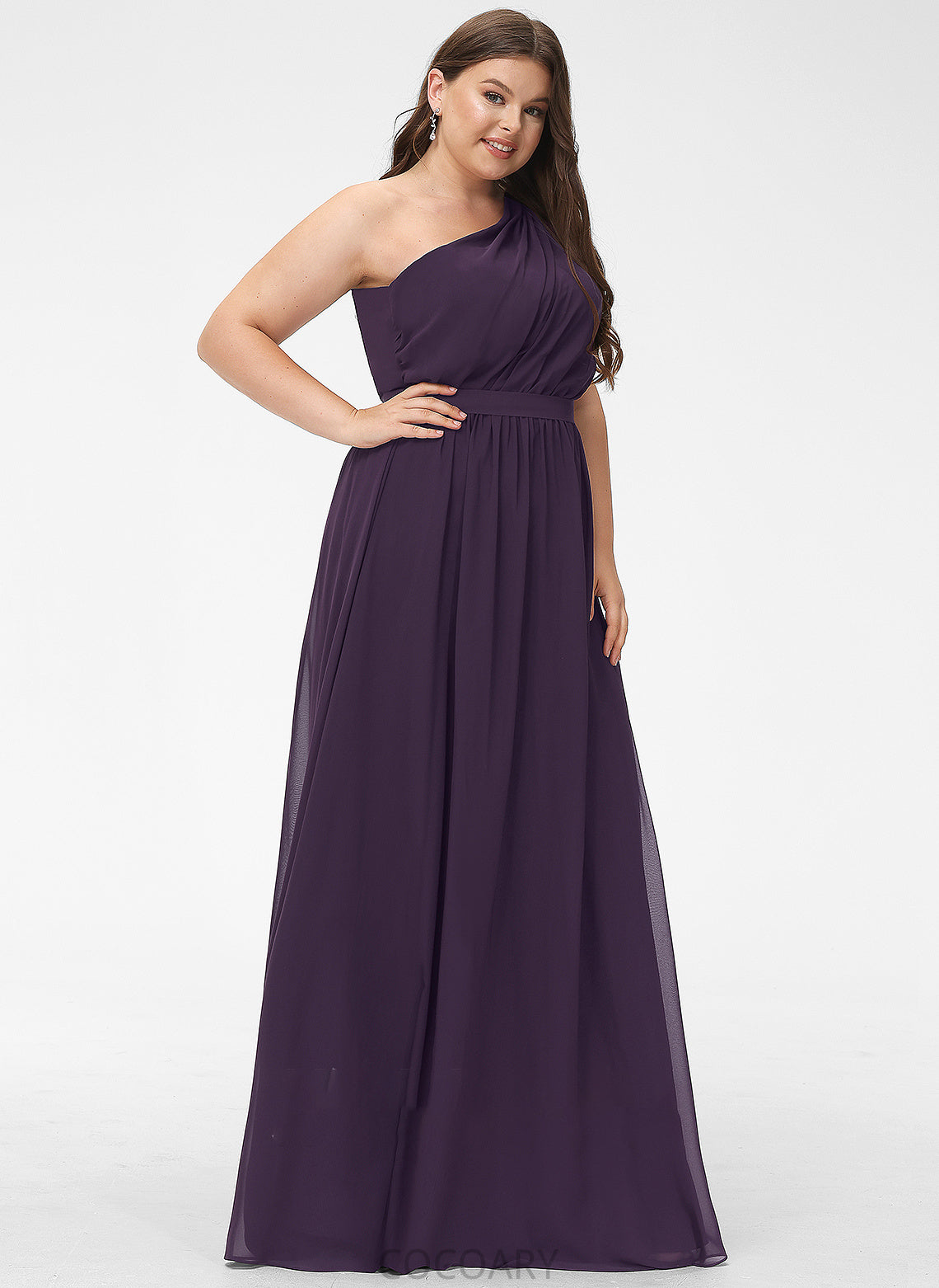 One-Shoulder Fabric Embellishment Length Floor-Length Neckline Ruffle Silhouette A-Line Riya Floor Length Natural Waist Bridesmaid Dresses