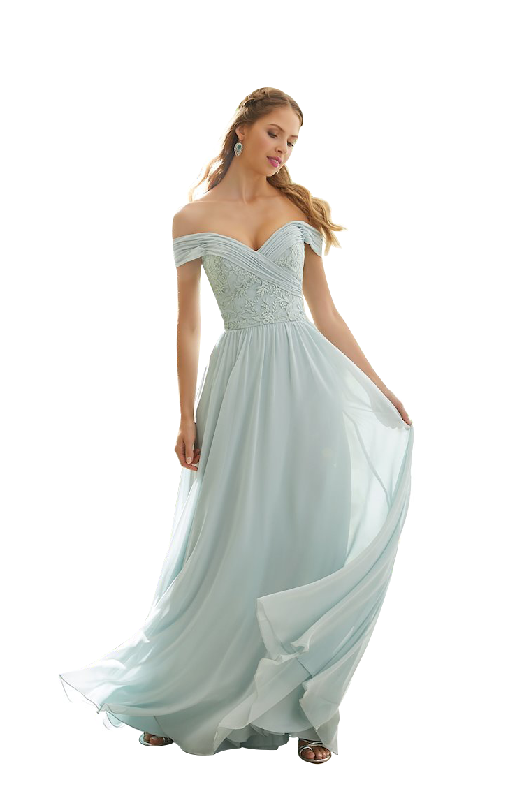 Phoenix Floor Length Natural Waist Chiffon A-Line/Princess Sleeveless Off The Shoulder Bridesmaid Dresses