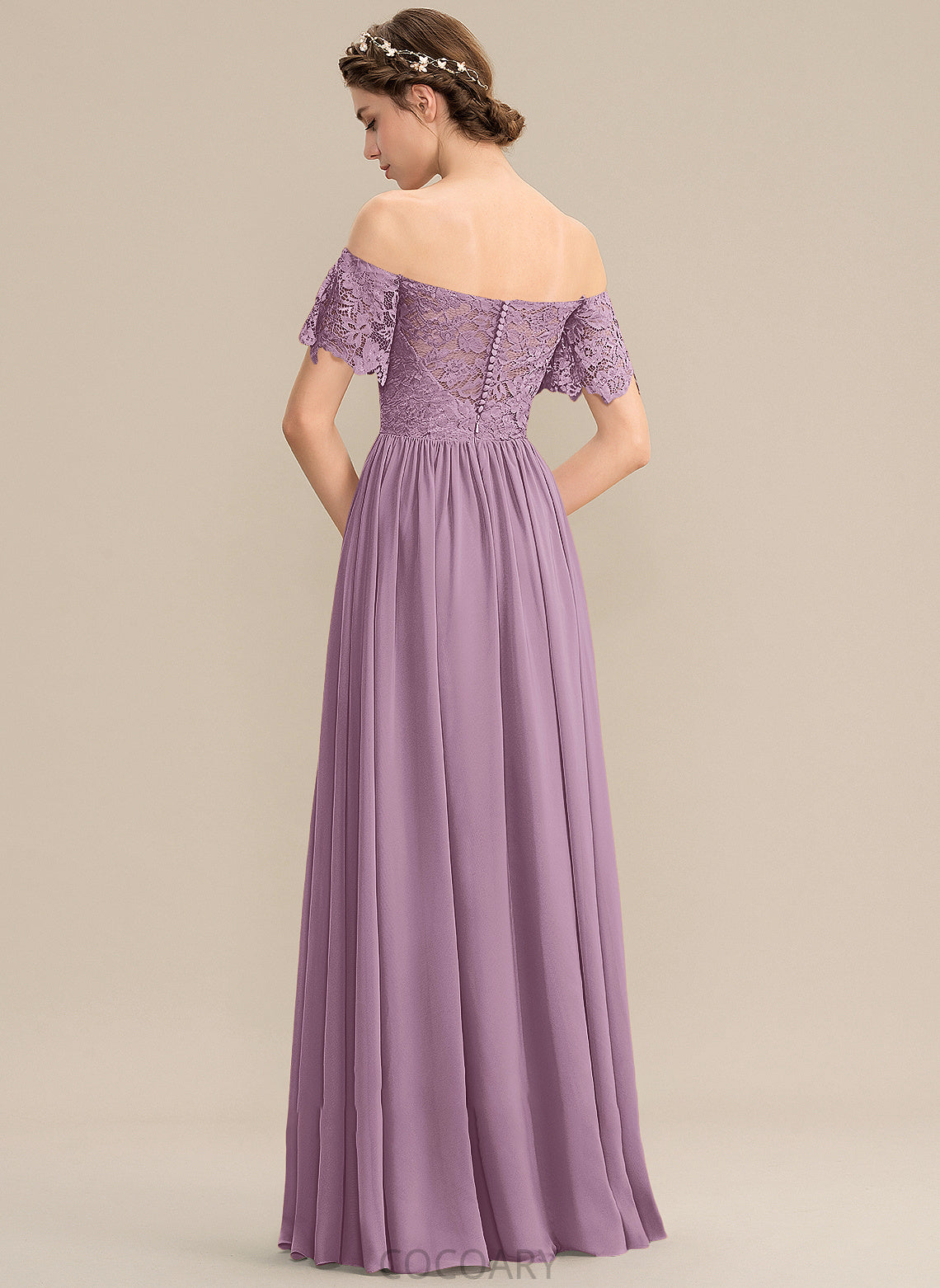 Length SplitFront Floor-Length A-Line Neckline Fabric Off-the-Shoulder Embellishment Silhouette Yasmine Floor Length A-Line/Princess Bridesmaid Dresses