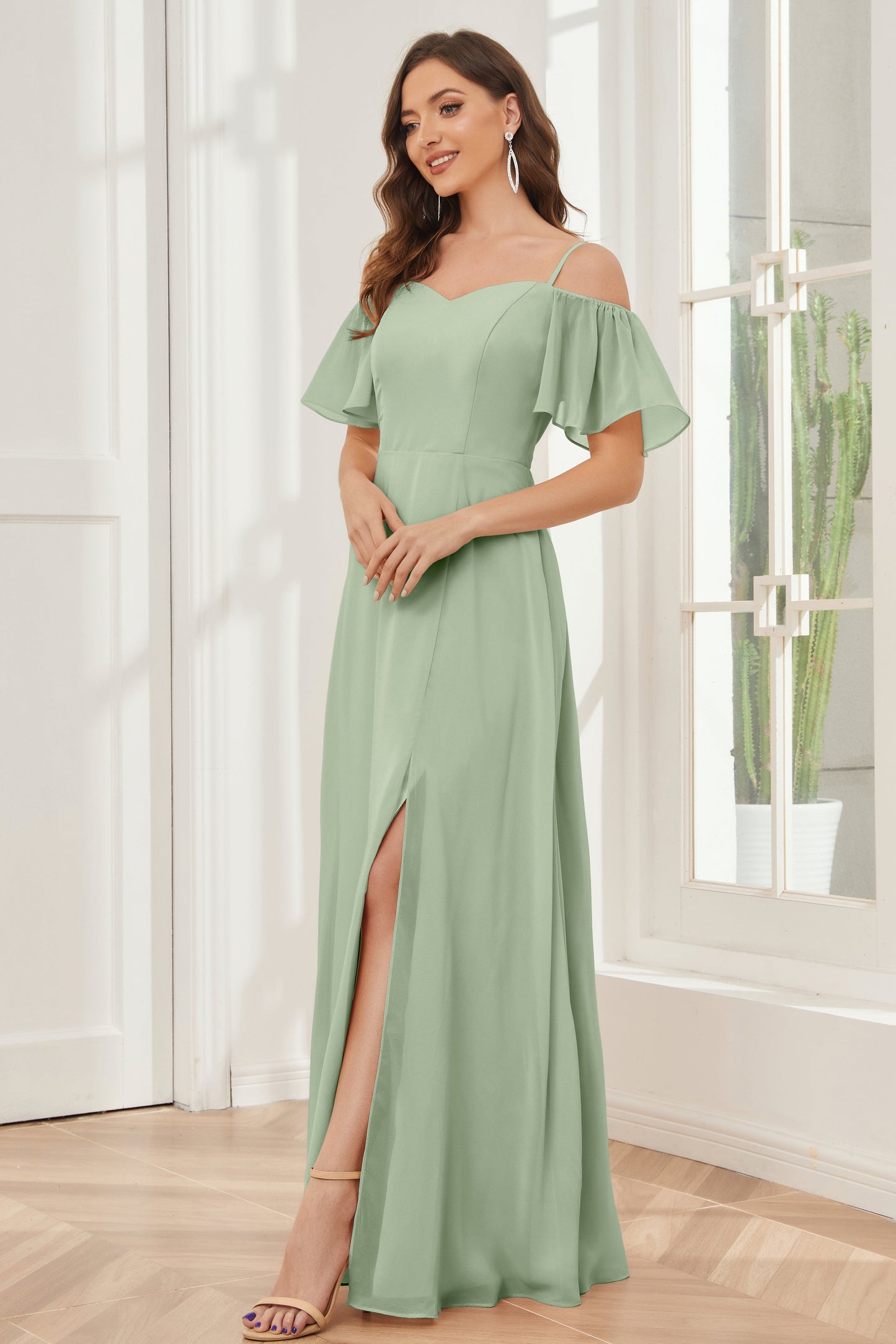 A-line Off the Shoulder Chiffon Bridesmaid Dresses