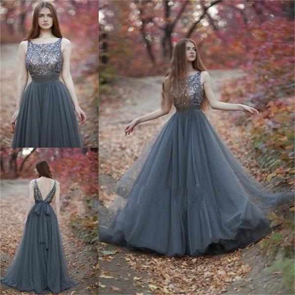 Impressive Tulle Round Neck V Back Sleeveless With Bowknot Prom Dresses