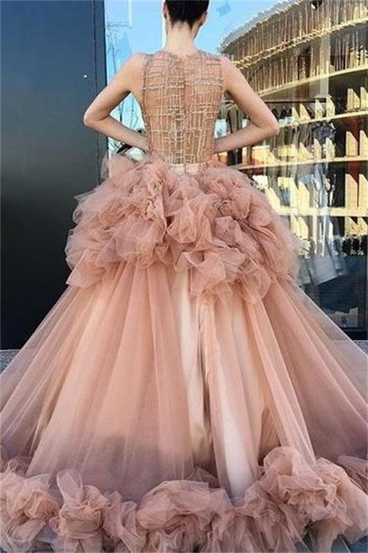 Chic Charming Zipper Back Long Ball Gown Princess Prom Dresses Evening Dresses