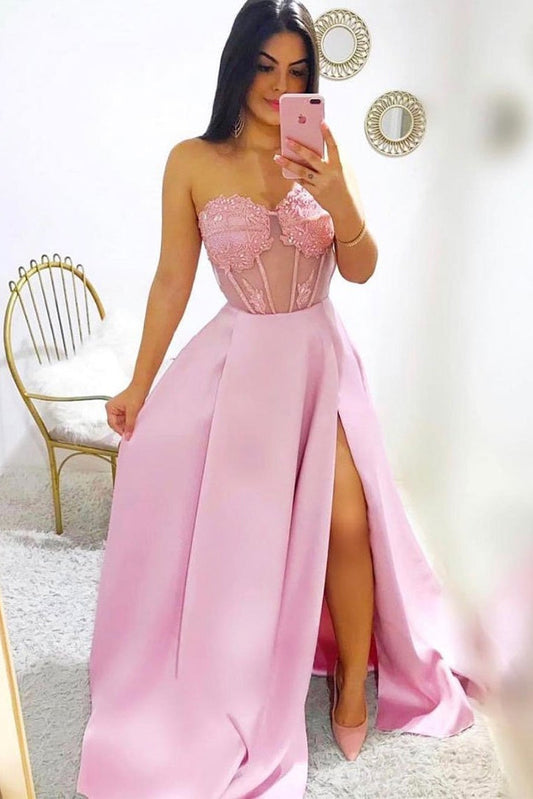 Modest A-line Sweetheart Long Prom Dresses Fashion Prom Gowns