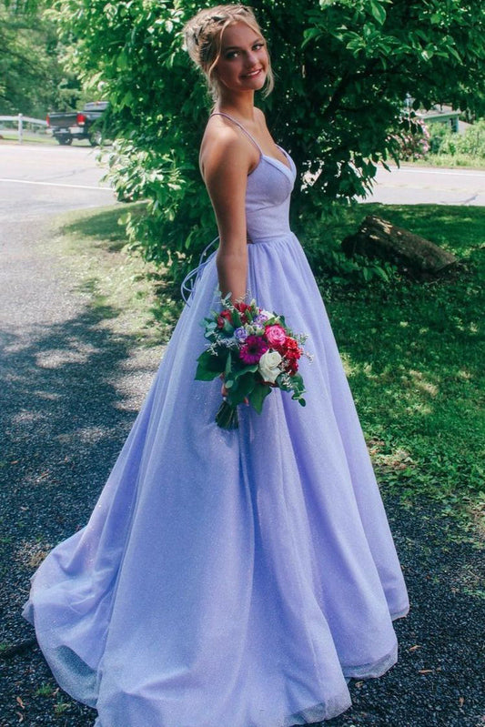 Sparkly Lavender A-Line Custom Pageant Dresses Formal Evening Dresses Long Prom Dresses