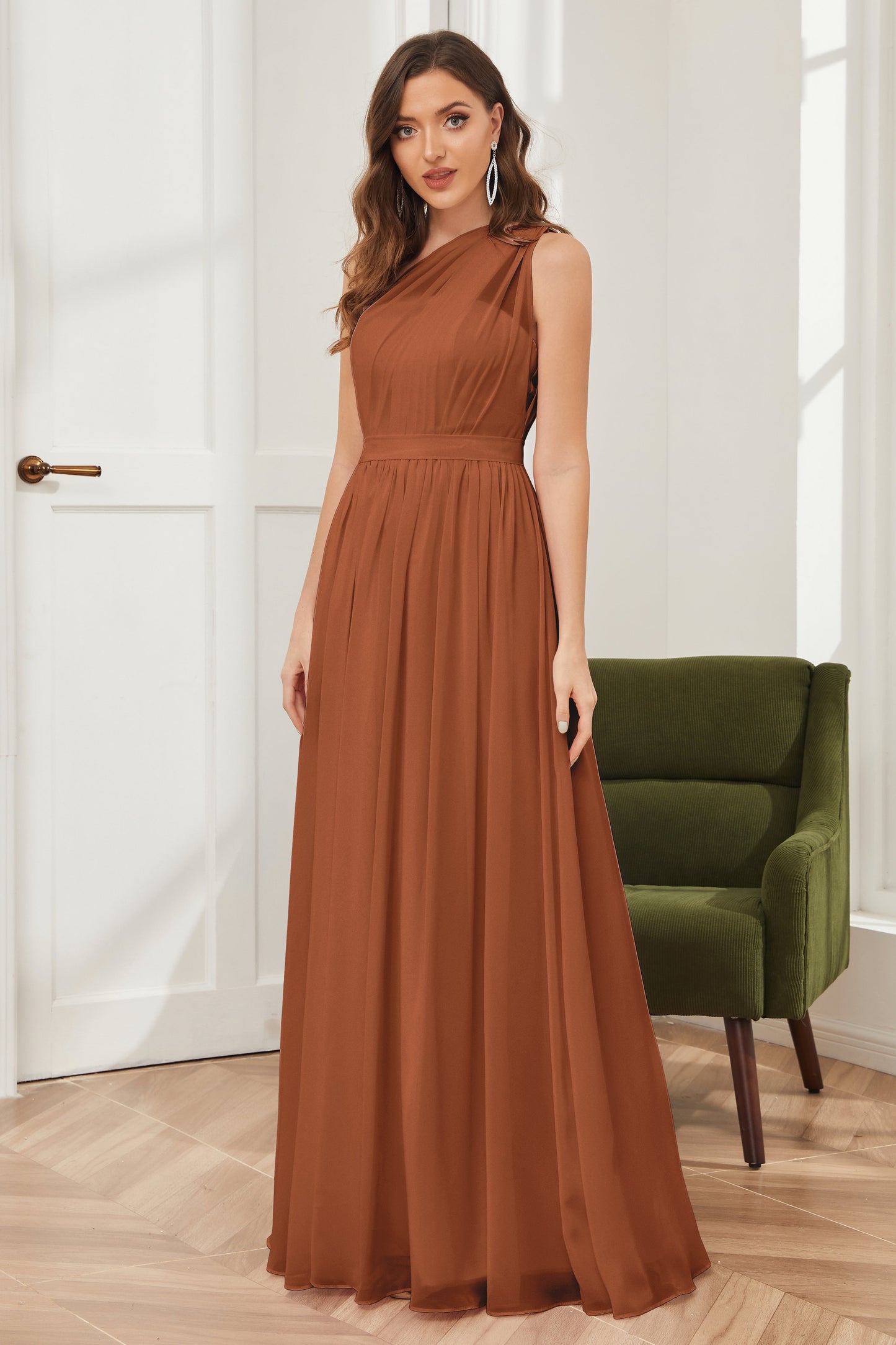 One Shoulder Chiffon Bridesmaid Dresses