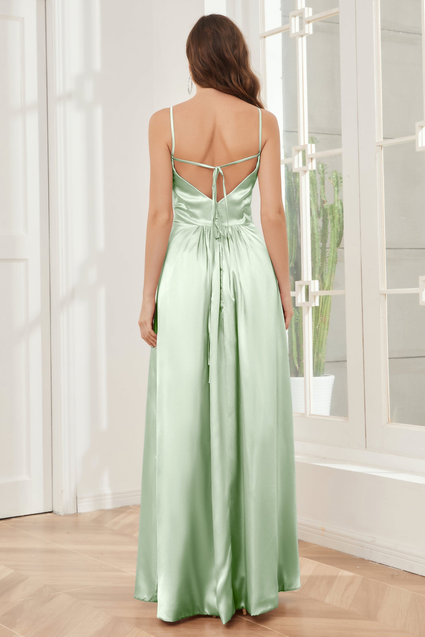 A-line Straps Soft Satin Floor Length Bridesmaid Dress